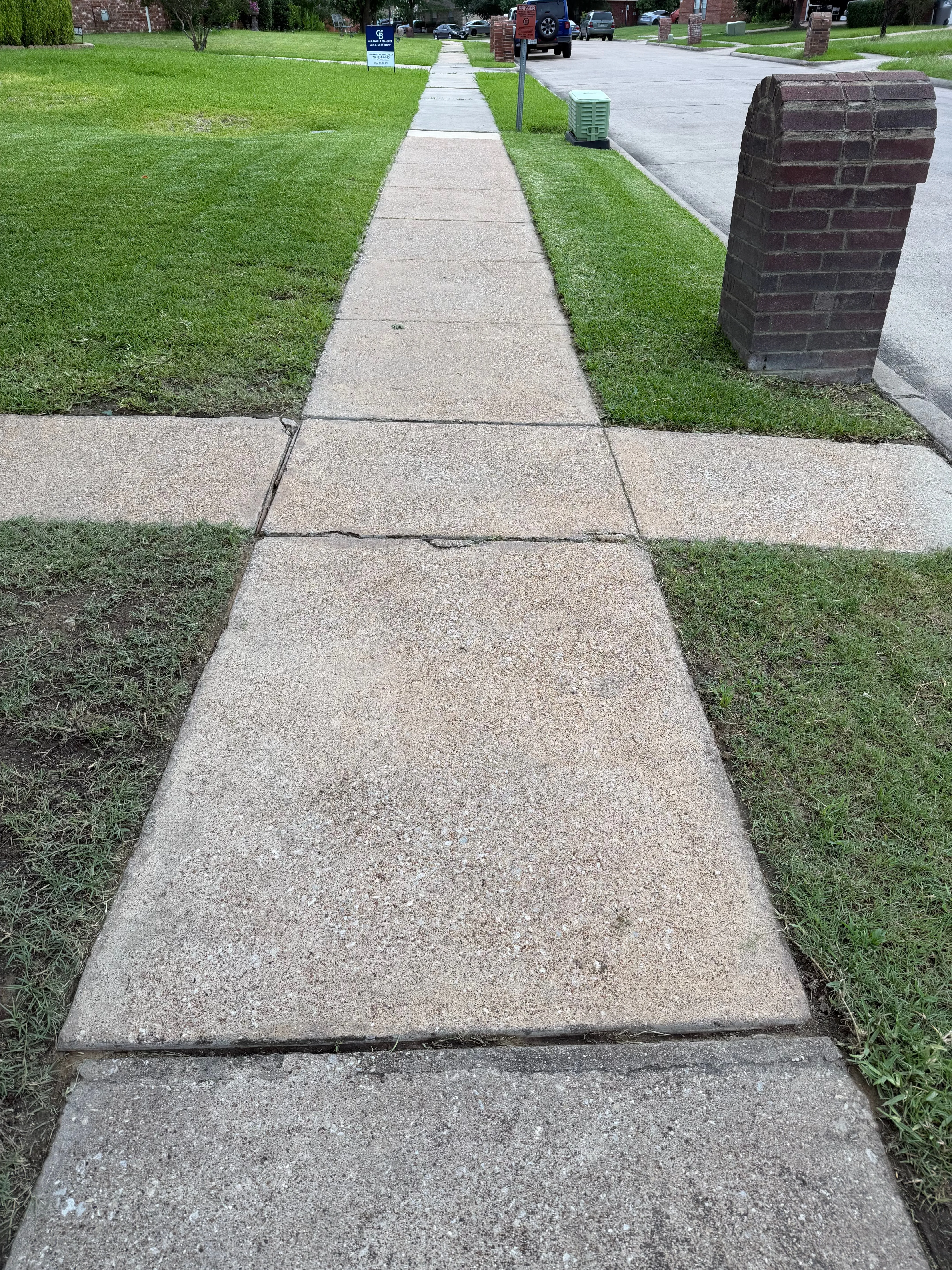 The same sidewalk cleaned bright and even after pressure washing in the Dallas area